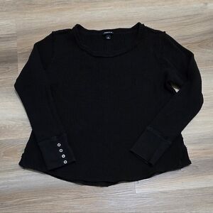 Torrid Black Thermal Long Sleeve Boxy Cotton Top Size 0/Large
